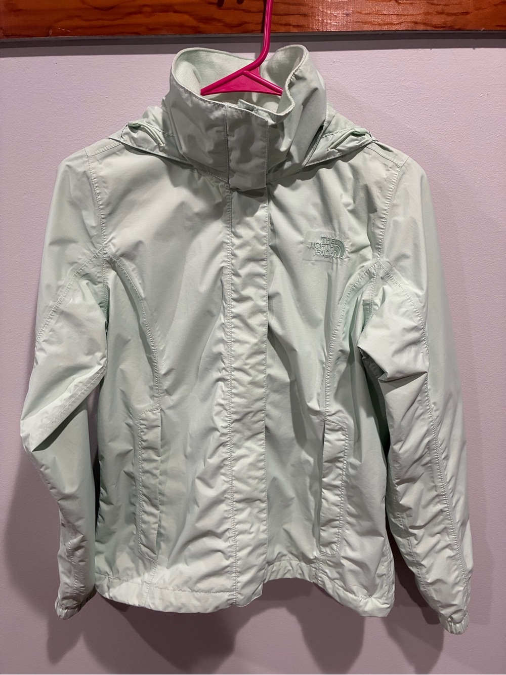 The North Face Women's Mint Green Hooded Rain Jacket